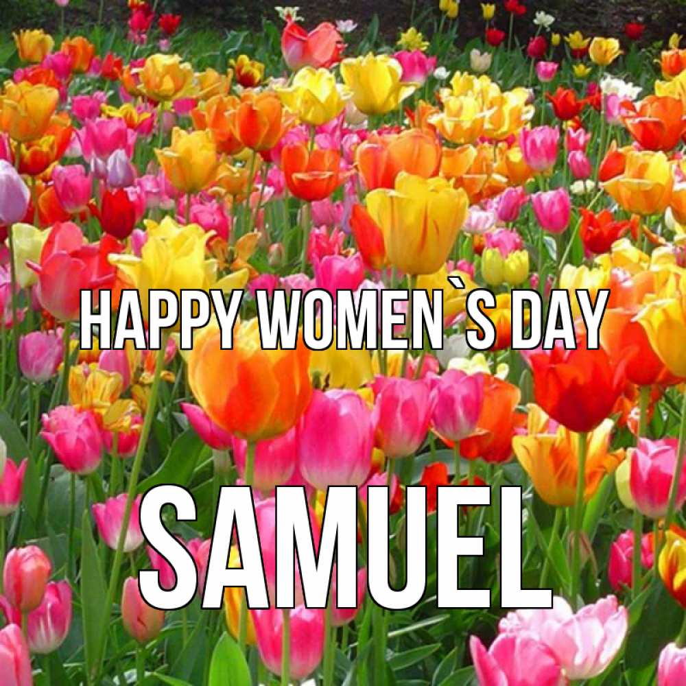 Greetings card с именем, Samuel happy women`s day на международный женский день Greetings with text for free download 